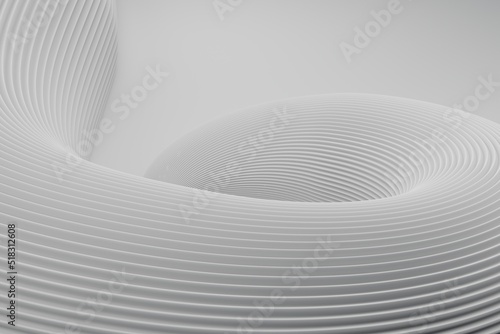 Abstract white architectural background. Ring walls of a curved building. Poster print layout. 3d rendering.