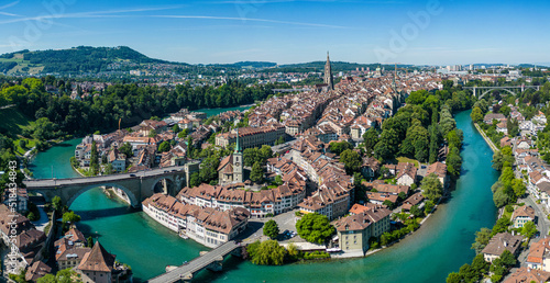 City of Bern in Switzerland from above - the capital city aerial view