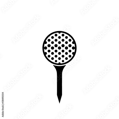 Golf ball on tee icon isolated on white background