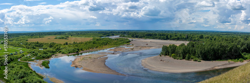 Panoramic view from Shestakovsky Yar on the Kiya River