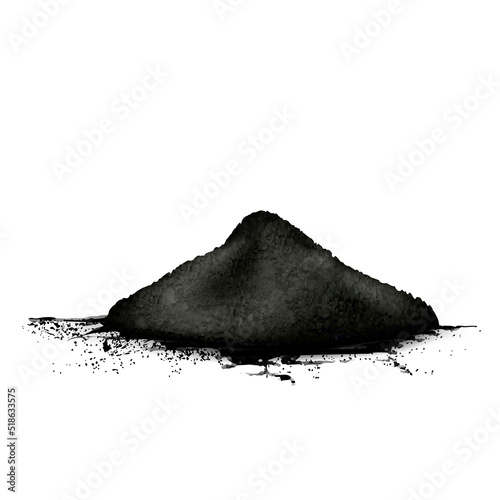 powder coal realistic vector. charocal black carbon, activated, bamboo wood ash powder coal 3d isolated illustration