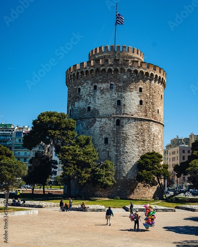 Vertical shot of the White Tower Museum in Thessaloniki, Greece