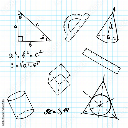 a notebook sheet with doodle-style geometry elements