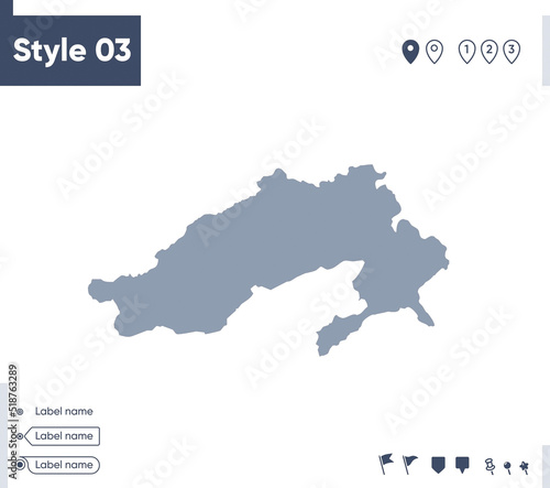 Arunachal Pradesh, India - map isolated on white background. Outline map. Vector map. Shape map.