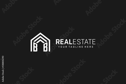 Letter BB house roof shape logo, creative real estate monogram logo style
