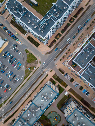 Top down view in crossroads in Wroclaw