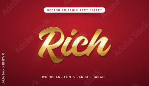 Rich gold editable text effect on red background
