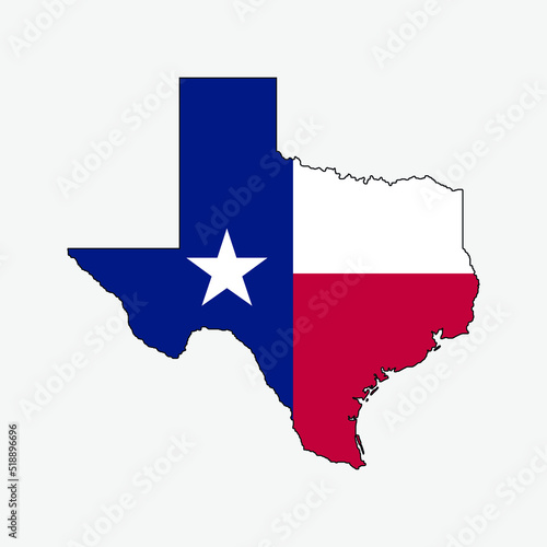 Map of and flag Texas - United States outline silhouette graphic element Illustration template design 