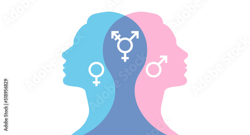 World sexual health day. Man, woman, Third gender and sex concept. Concept of gender, health and development. Symbol of transgender on color background.