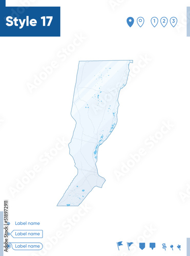 Santa Fe, Argentina - map isolated on white background with water and roads. Vector map.