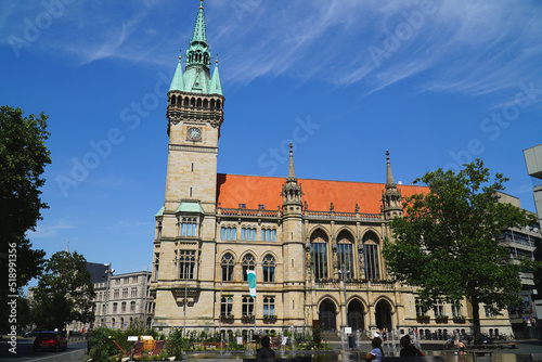 Historic town hall of Braunschweig, Lower Saxony, Germany. The tower and the neo-Gothic building were built between 1894 and 1900.