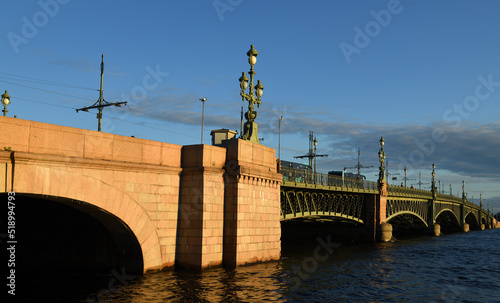 Trinity Bridge, bascule bridge across Neva River in Saint Petersburg, Russia. It built between 1897 and 1903