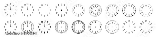 Mechanical clock face template set. Vector icon