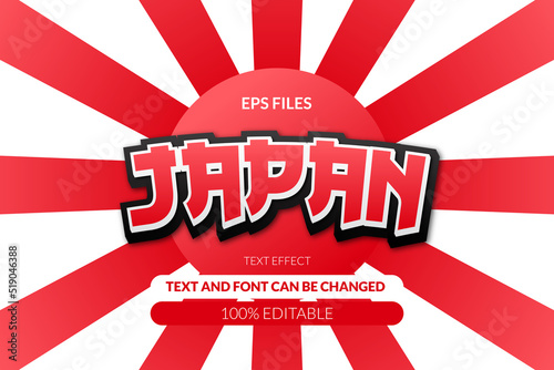 Fight japan 3d editable text effect. eps vector file