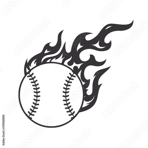 Hot baseball fire logo silhouette. softball club graphic design logos or icons. vector illustration..