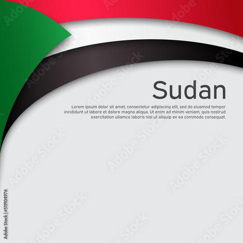 Abstract waving sudan flag. National sudanese poster. Creative background for design of patriotic holiday card. State sudan patriotic cover, flyer. Paper cut style. Vector tricolor design
