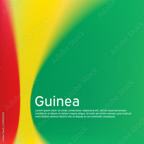 Guinea flag background. Blurred pattern in the colors of the guinean flag, business booklet. National banner, poster of guinea. State patriotic cover, flyer. Vector, template design