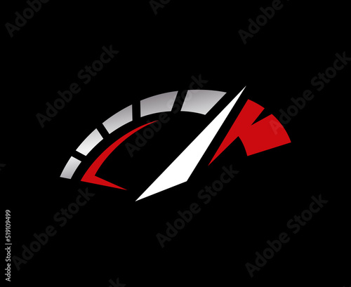 Auto speed rev icon. RPM performance logo. Full throttle accelerate emblem. Speedometer dial symbol. Vector illustration.