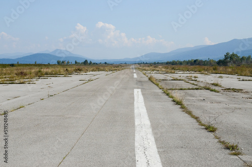 Ruins of underground airbase Željava, Bihać. Runway. Former military airfield on the border between Bosnia and Herzegovina and Croatia. 