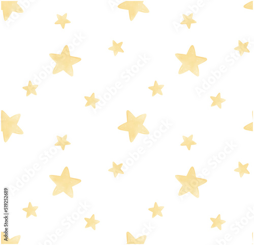 pattern seamless background pastel yellow stars watercolor painting, nursery hand drawn isolated on white background illustration vector