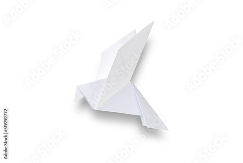 Paper dove origami isolated on a white background