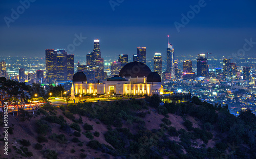 Griffith Observatory and Los Angeles skyline at night