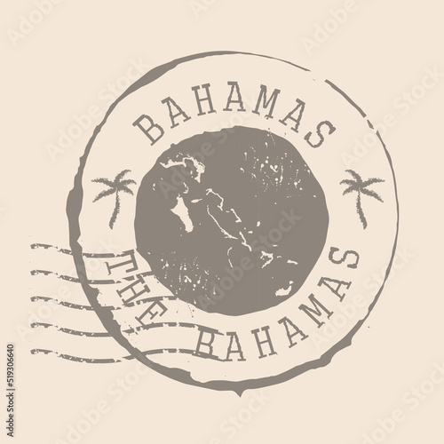 Stamp Postal of The Bahamas. Map Silhouette rubber Seal. Design Retro Travel. Seal of Map Bahamas grunge for your design. EPS10
