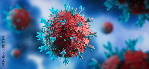 Coronavirus mutation - omicron variant B.1.1.529 and Ba.2 - 3D Illustration