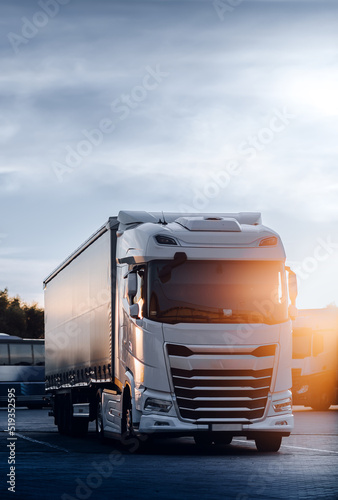 truck in the sunset rays 