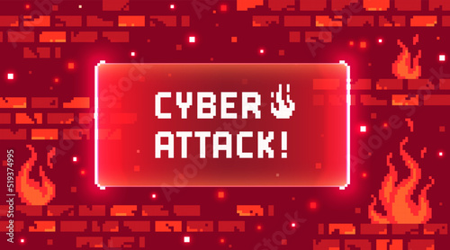 Web banner with phrase Cyber Attack. Concept of invasion of privacy, hacking or computer attack