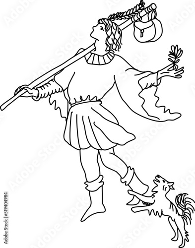 tarot major arcana the fool vector lineart