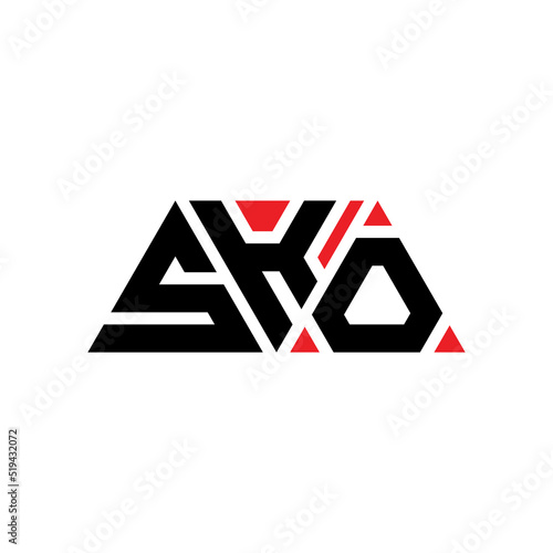 SKO triangle letter logo design with triangle shape. SKO triangle logo design monogram. SKO triangle vector logo template with red color. SKO triangular logo Simple, Elegant, and Luxurious Logo...