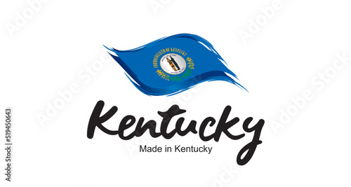 Made in Kentucky USA new handwritten flag ribbon typography lettering logo label banner