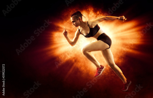 Woman running on fire