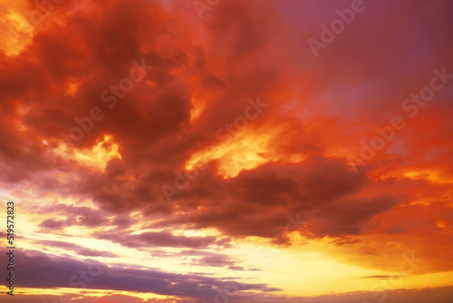 Beautiful view of orange sky with clouds at sunset