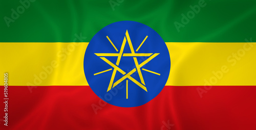 Illustration waving state flag of Ethiopia
