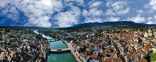 Panoramic view to the old city of Solothurn, Switzerland