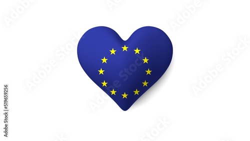 Corazón bandera Europa. 3D