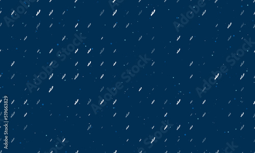 Seamless background pattern of evenly spaced white sex toy symbols of different sizes and opacity. Vector illustration on dark blue background with stars