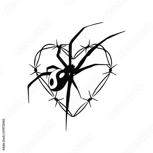 spider silhouette vector with barbed wire