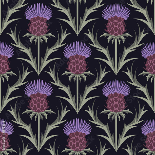 Plume thistle geometric dark pattern