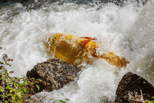 White water canoeing. Descent of the river Piqueras. La rioja, Spain