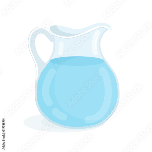 Drinking water in a glass carafe. Vector illustration of a drink in a jug.