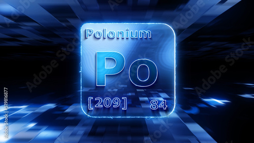 Modern periodic table element Polonium 3D illustration