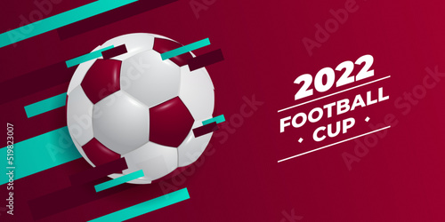 Football 2022 cup championship qatar with red background for banner advertisement template