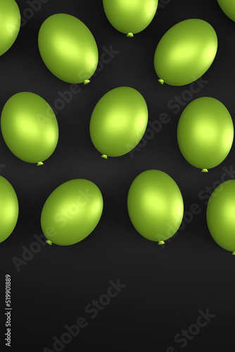 Green balloons on a black background