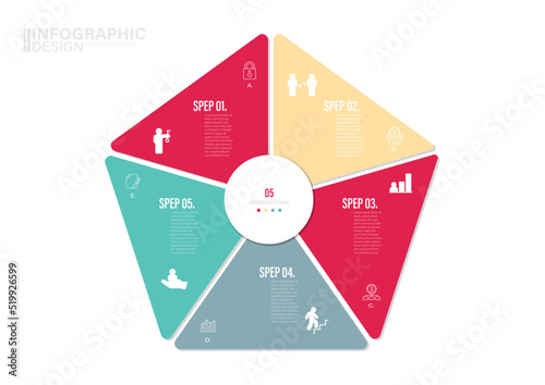 Business Infographic Template. Modern pentagon Infographics Timeline Design Template. Vector Illustration, Icons, Presentation