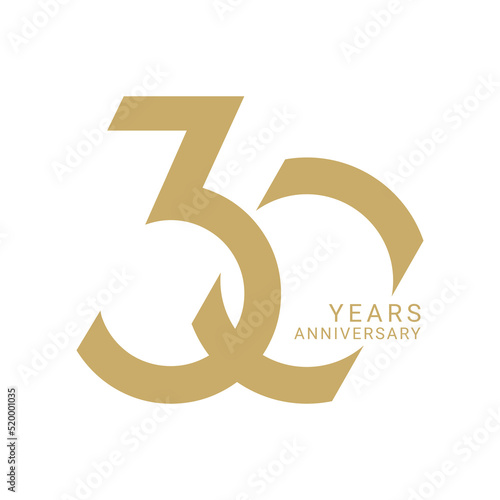 30 Years Anniversary Logo, Vector Template Design element for birthday, invitation, wedding, jubilee and greeting card illustration.