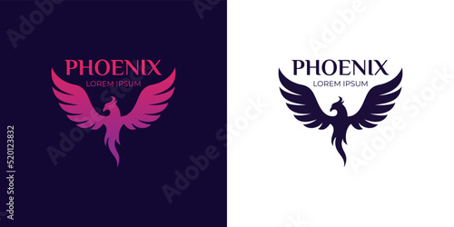 awesome flying phoenix gradient logo vector illustration two version