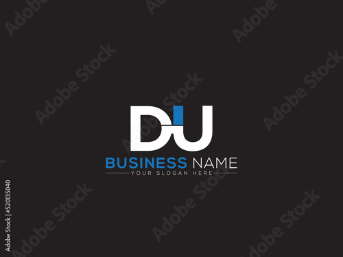 Simple DU Logo Letter Vector Icon, Letter Du d u Logo Image Design with Blue and White Color Business Symbol